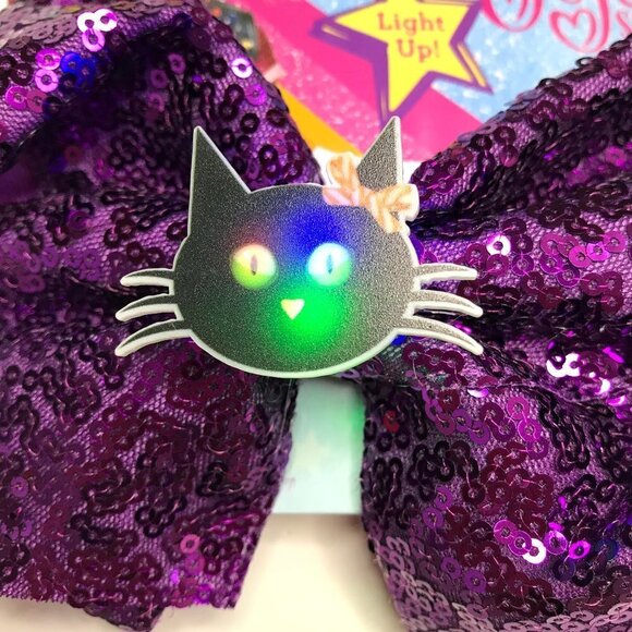 Jojo Siwa Halloween Hair Bow Clip Purple Sequin Cat Light Up LED Ribbon Girls 6" - Picture 4 of 6